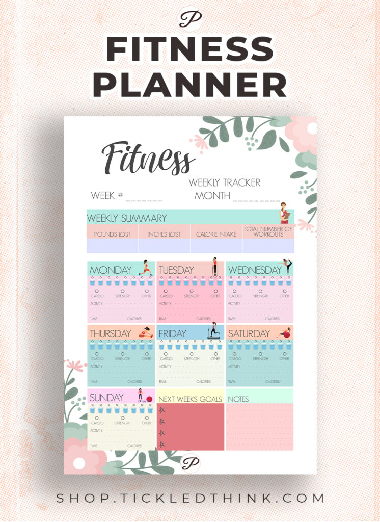 Fitness Daily and Weekly Printable Planner - Tickled Think Printables