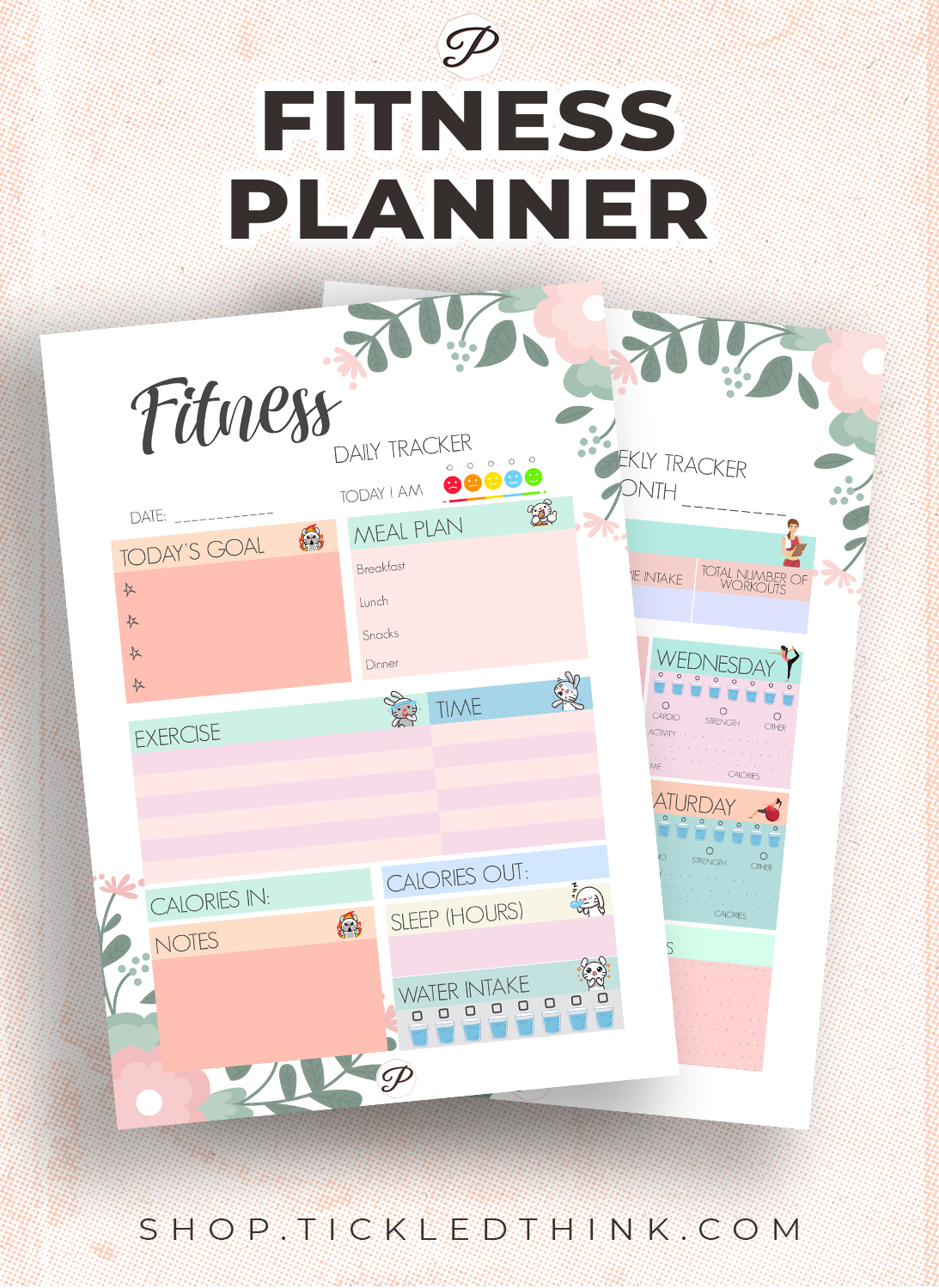 Fitness Daily And Weekly Printable Planner Tickled Think Printables